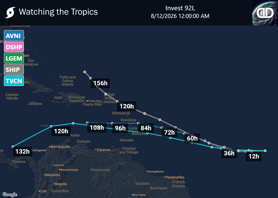 Storm Invest 92L Spaghetti Models