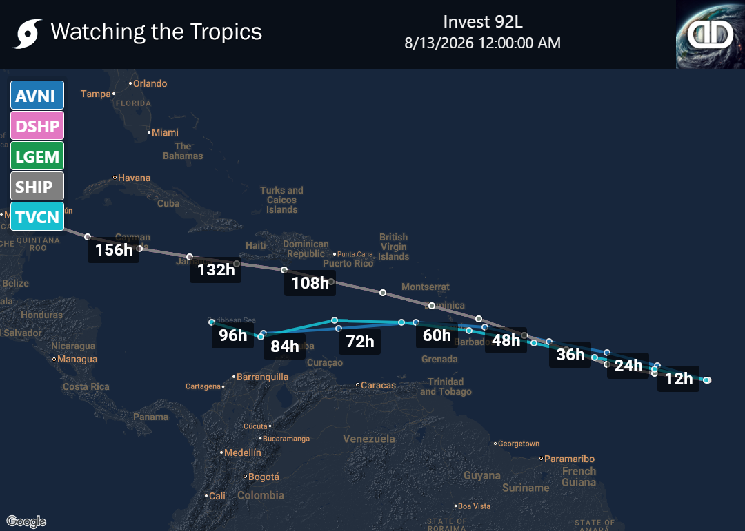 Storm Invest 92L Spaghetti Models
