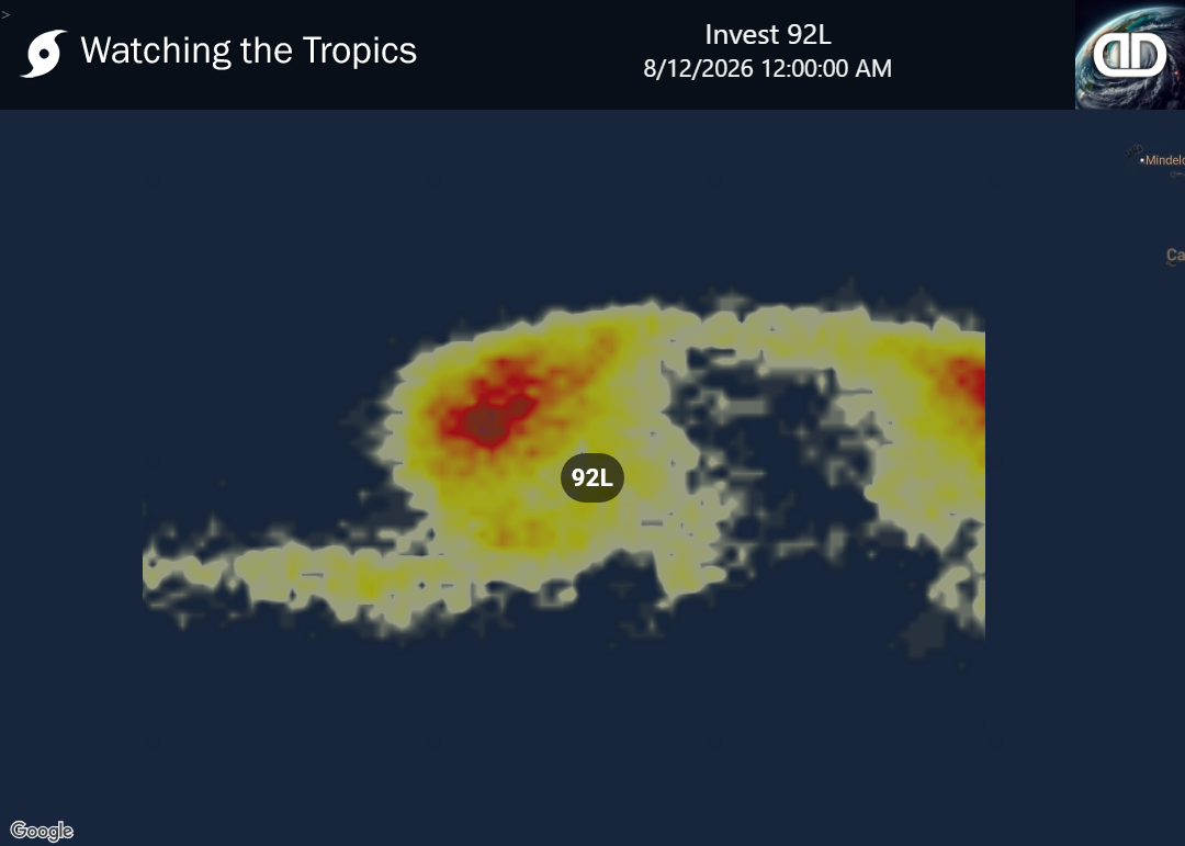 Storm Invest 92L Thunderstorm Probability