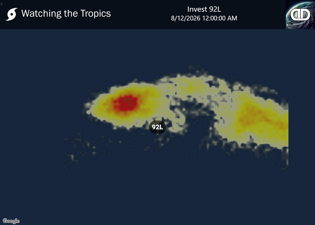 Storm Invest 92L Thunderstorm Probability