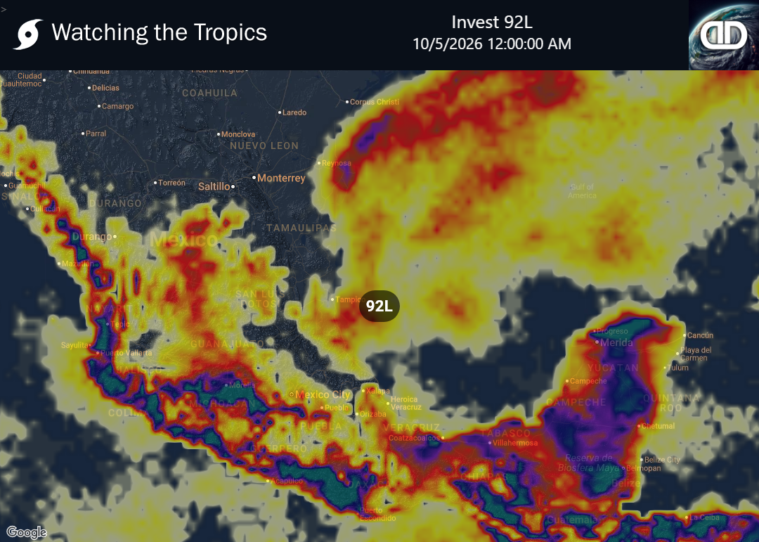 Storm Invest 92L Thunderstorm Probability