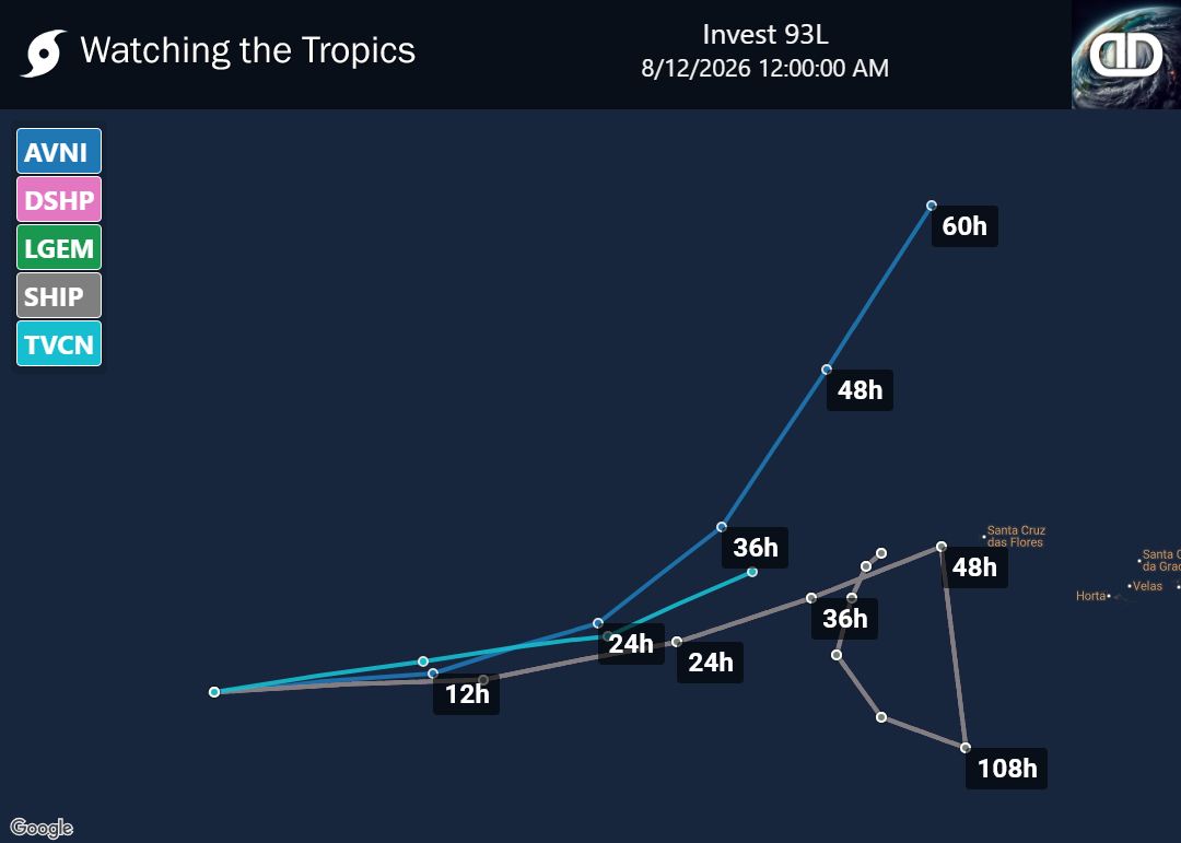 Storm Invest 93L Spaghetti Models