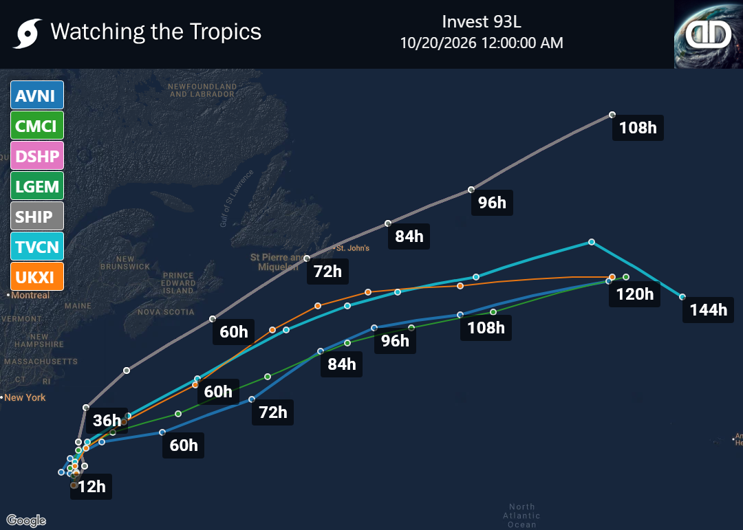Storm Invest 93L Spaghetti Models