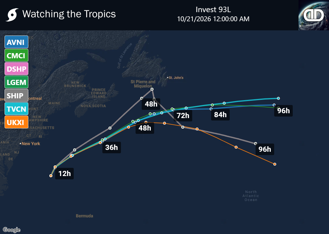 Storm Invest 93L Spaghetti Models