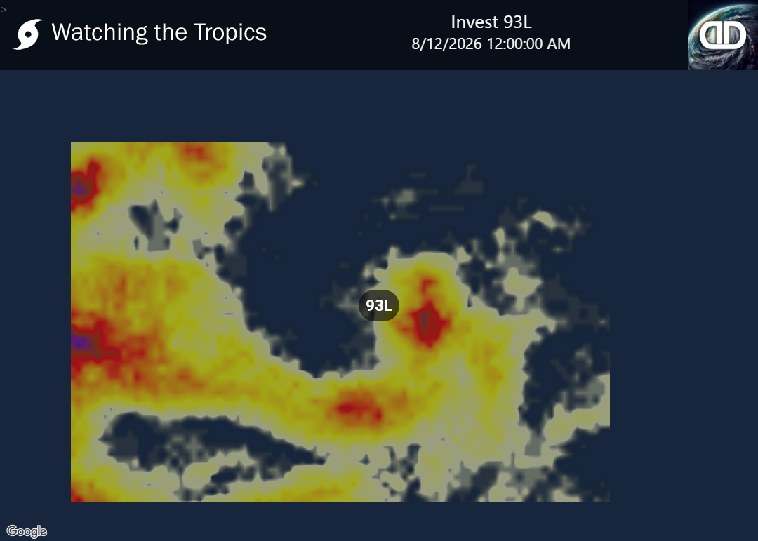 Storm Invest 93L Thunderstorm Probability
