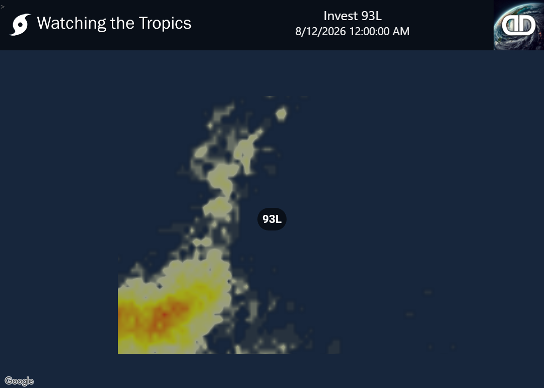 Storm Invest 93L Thunderstorm Probability