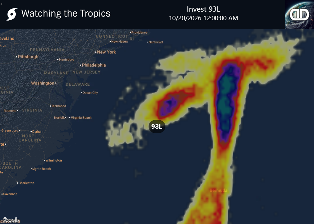 Storm Invest 93L Thunderstorm Probability