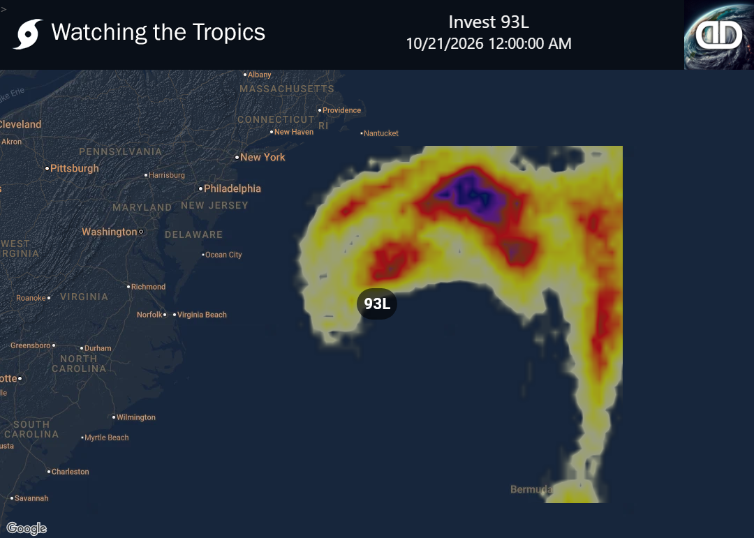 Storm Invest 93L Thunderstorm Probability