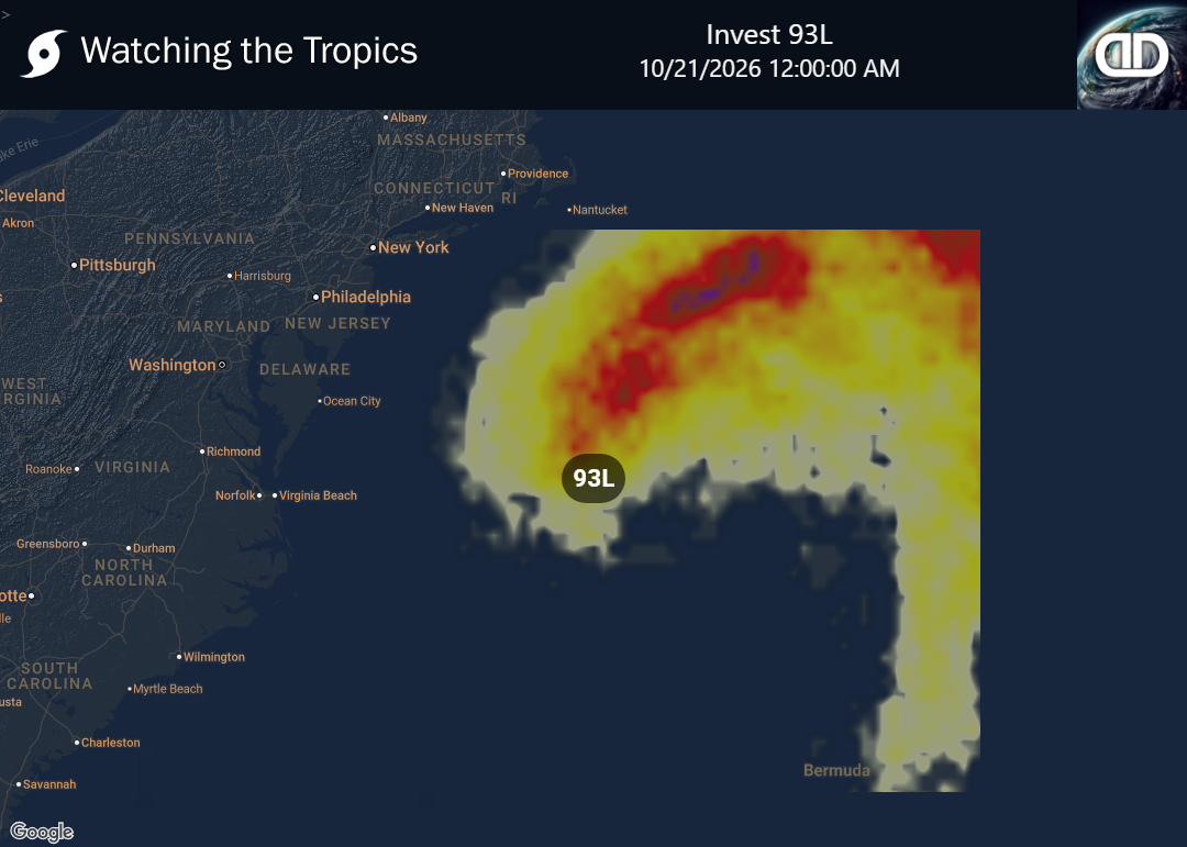 Storm Invest 93L Thunderstorm Probability