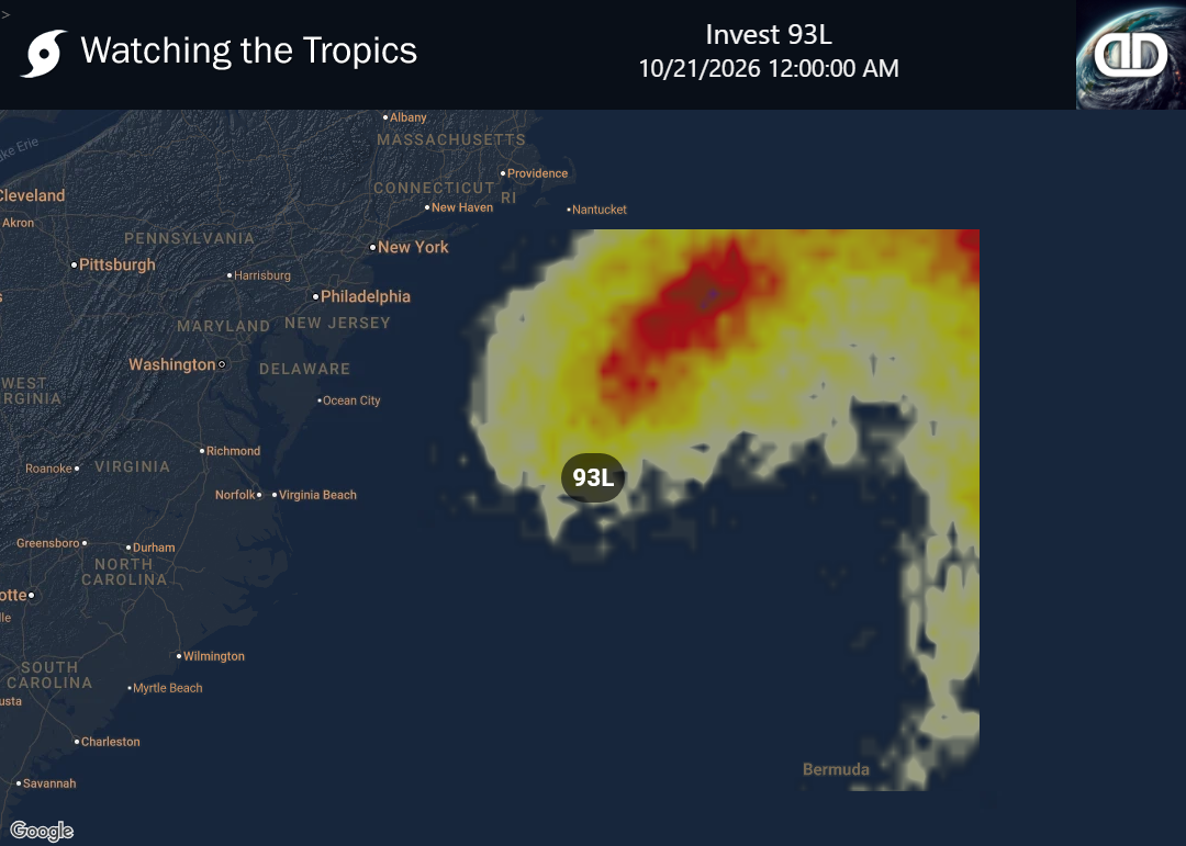 Storm Invest 93L Thunderstorm Probability