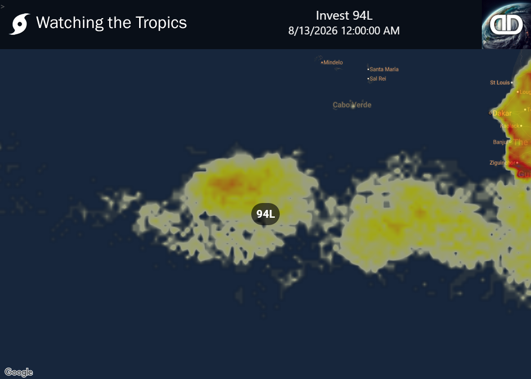 Storm Invest 94L Thunderstorm Probability