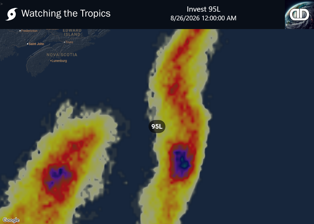 Storm Invest 95L Thunderstorm Probability