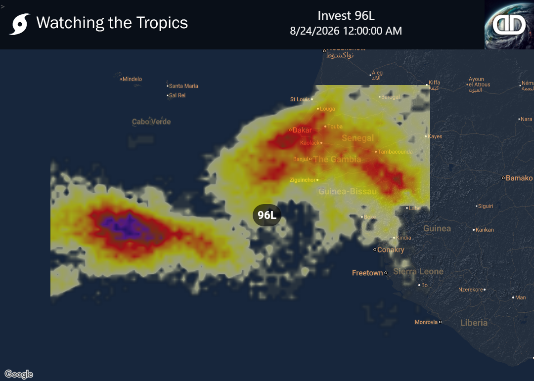 Storm Invest 96L Thunderstorm Probability