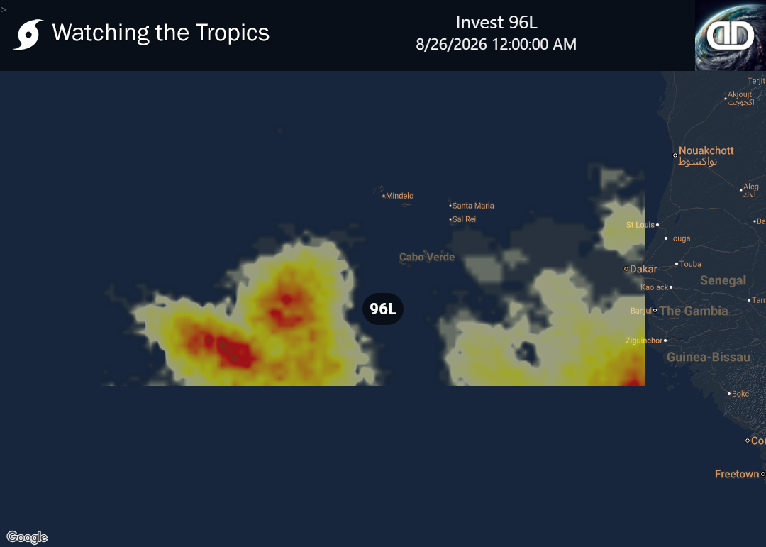 Storm Invest 96L Thunderstorm Probability