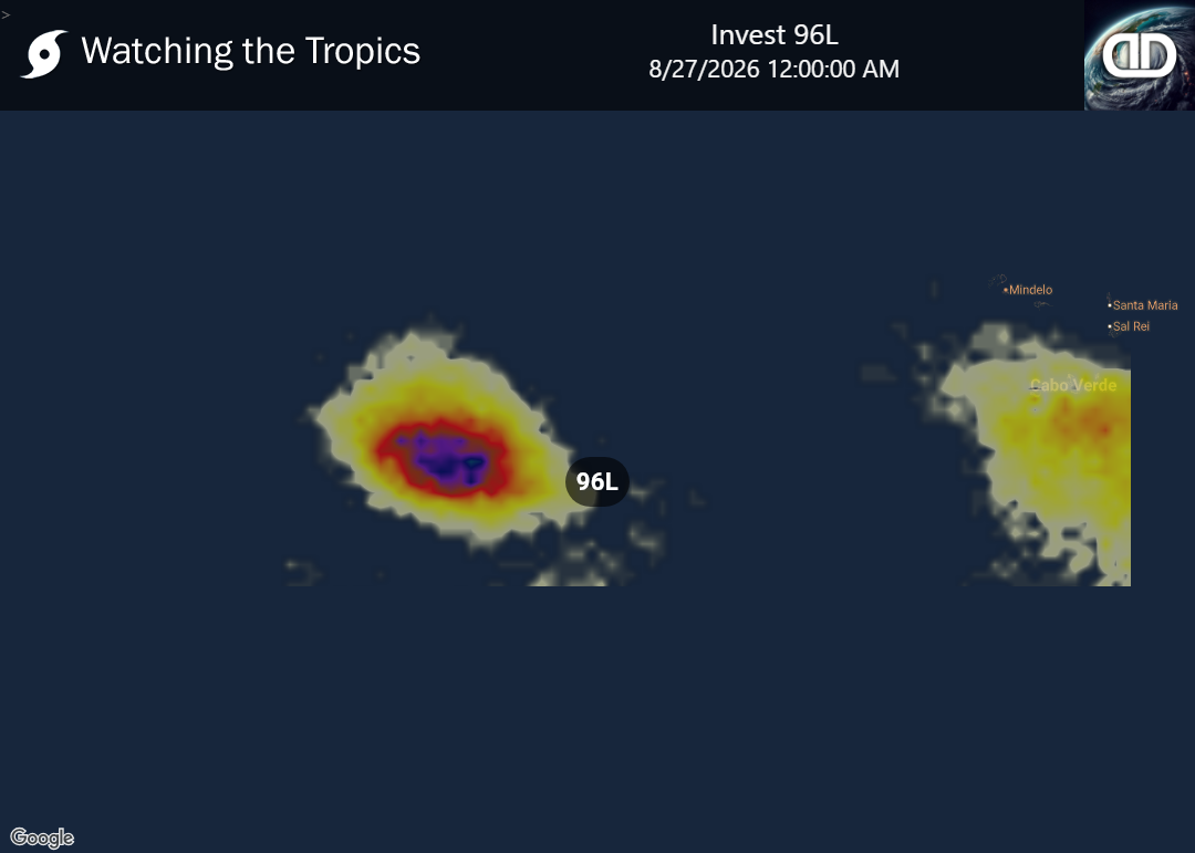 Storm Invest 96L Thunderstorm Probability