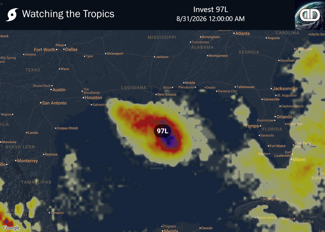 Storm Invest 97L Thunderstorm Probability