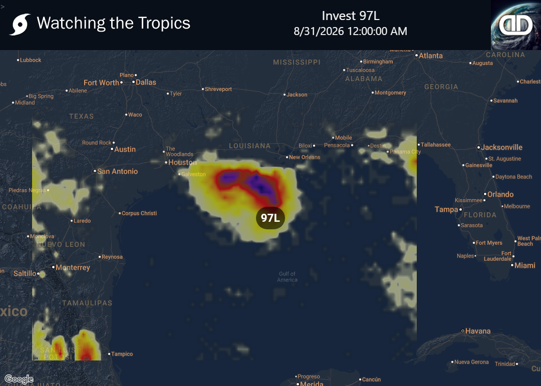 Storm Invest 97L Thunderstorm Probability