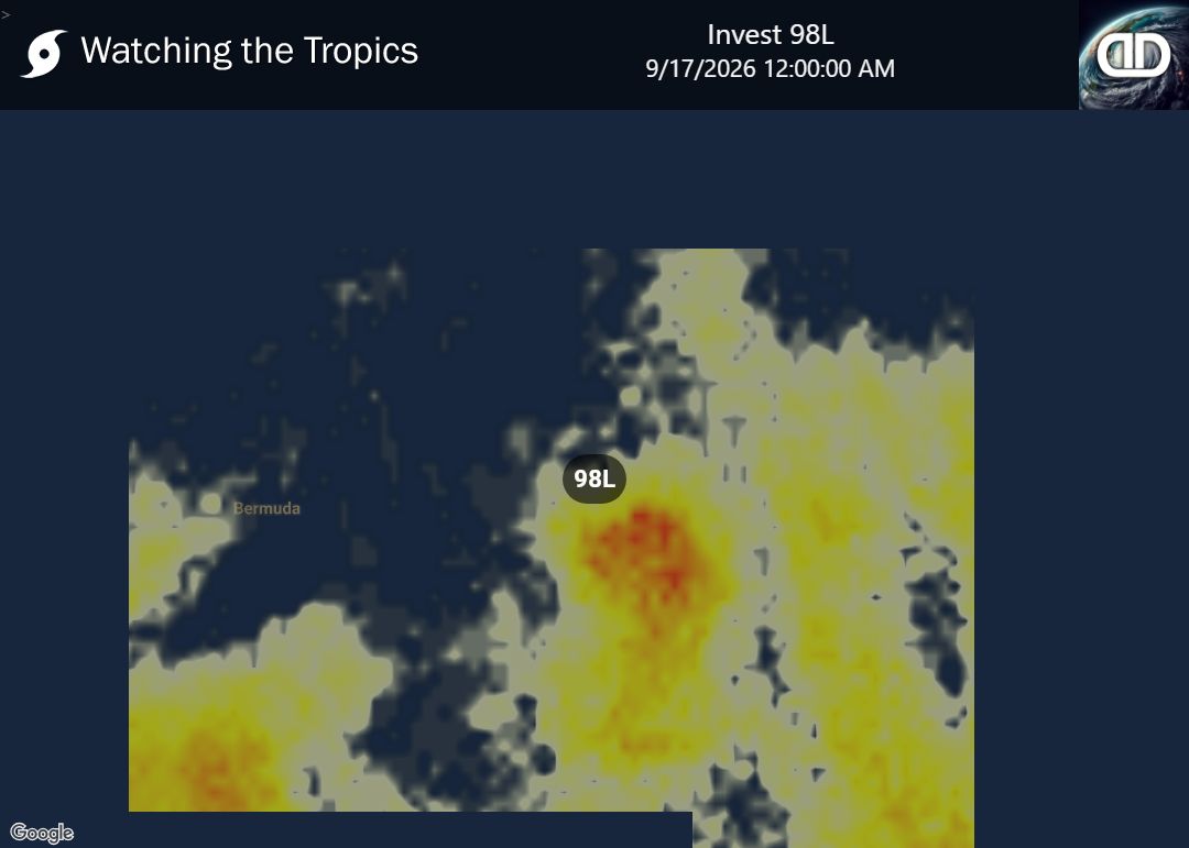 Storm Invest 98L Thunderstorm Probability