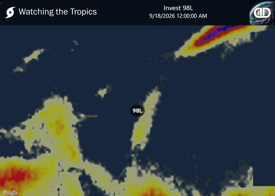 Storm Invest 98L Thunderstorm Probability