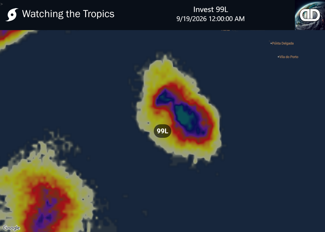 Storm Invest 99L Thunderstorm Probability