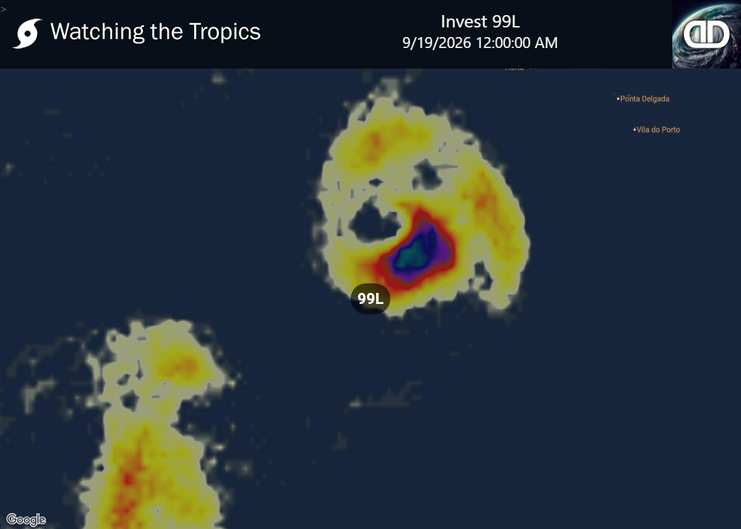 Storm Invest 99L Thunderstorm Probability