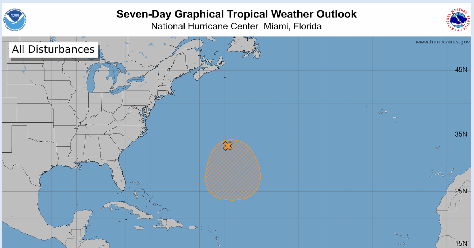 Atlantic disturbance could become tropical depression, turn south over the weekend Image