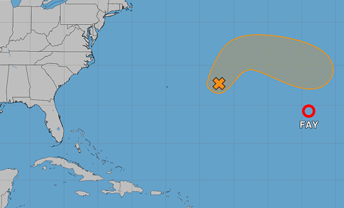 Forecasters eye new trough of low pressure; Fay now a depression Image