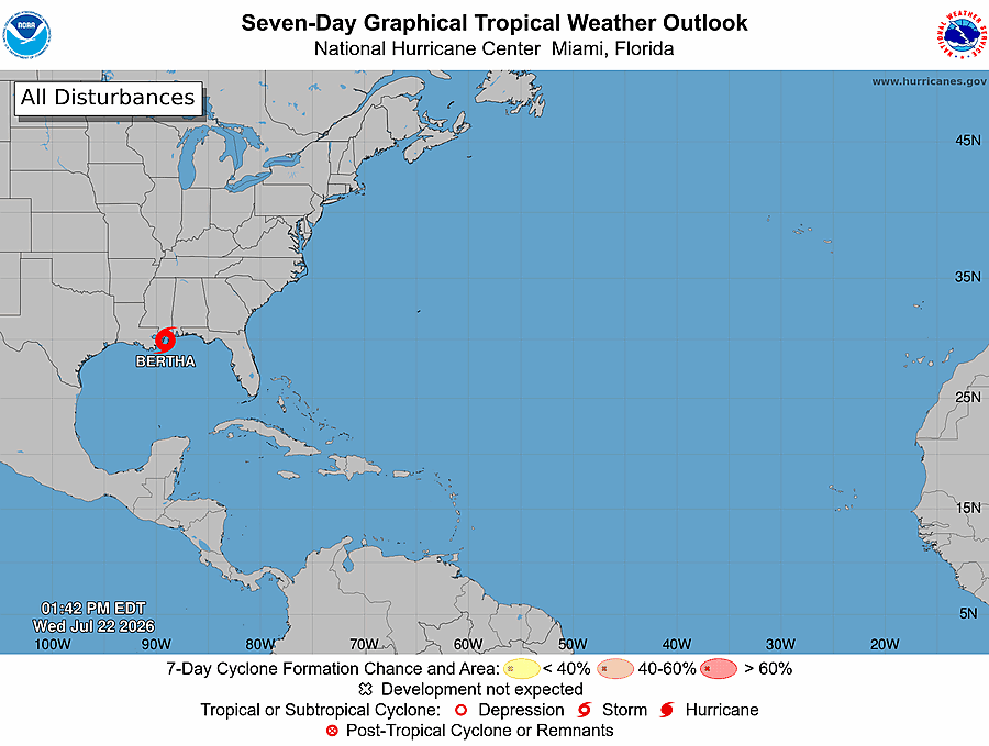 7 Day Tropical Weather Outlook