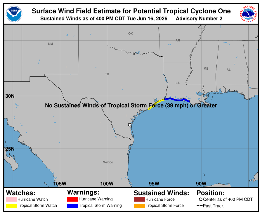 Potential Tropical Cyclone One - Current Wind
