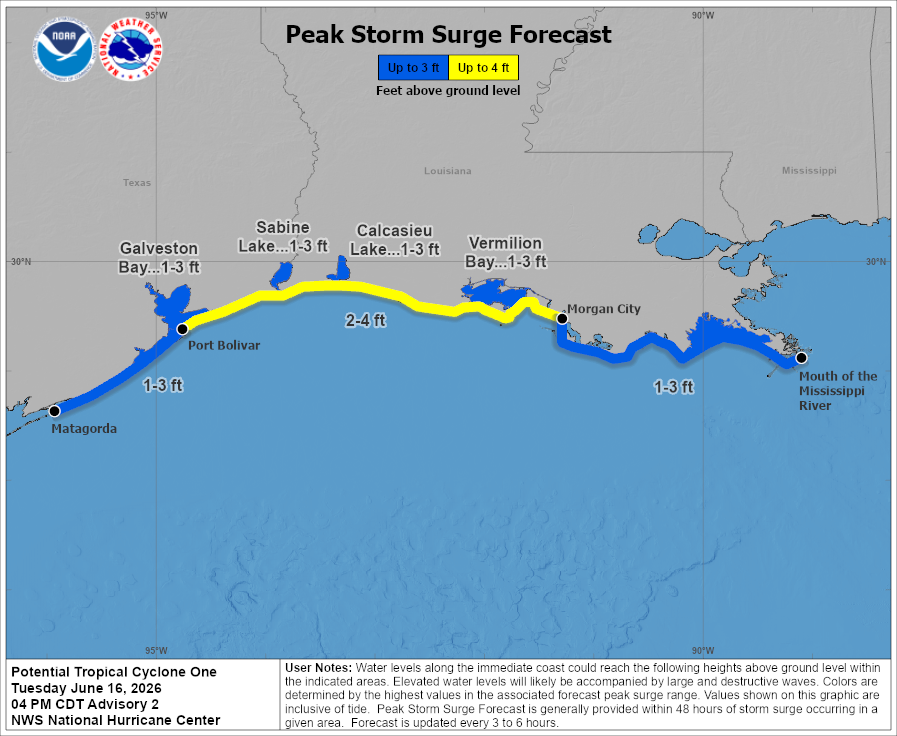 Potential Tropical Cyclone One - Peak Storm Surge