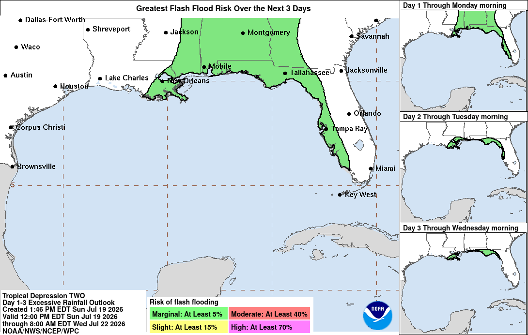 Tropical Depression Two - Flash Flood Risk