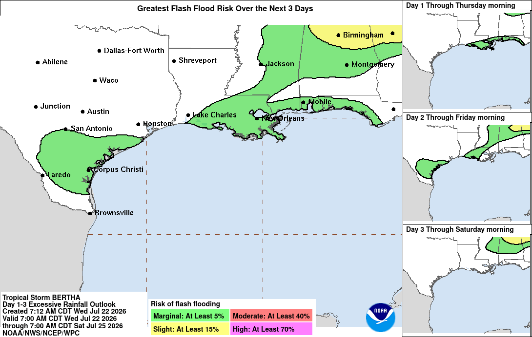 Tropical Storm Bertha - Flash Flood Risk