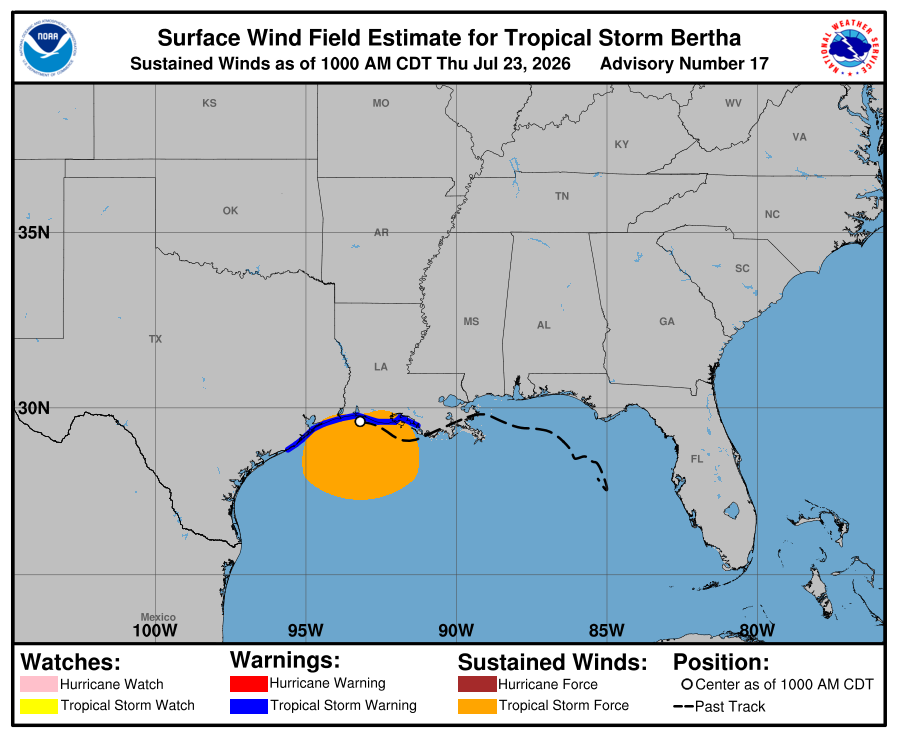 Tropical Storm Bertha - Current Wind