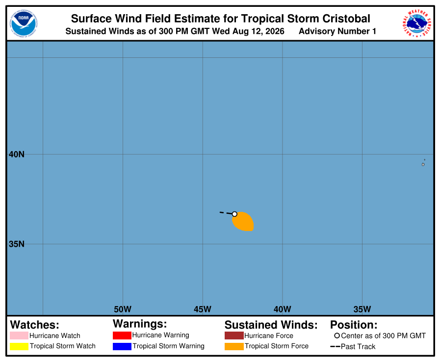 Tropical Storm Cristobal - Current Wind