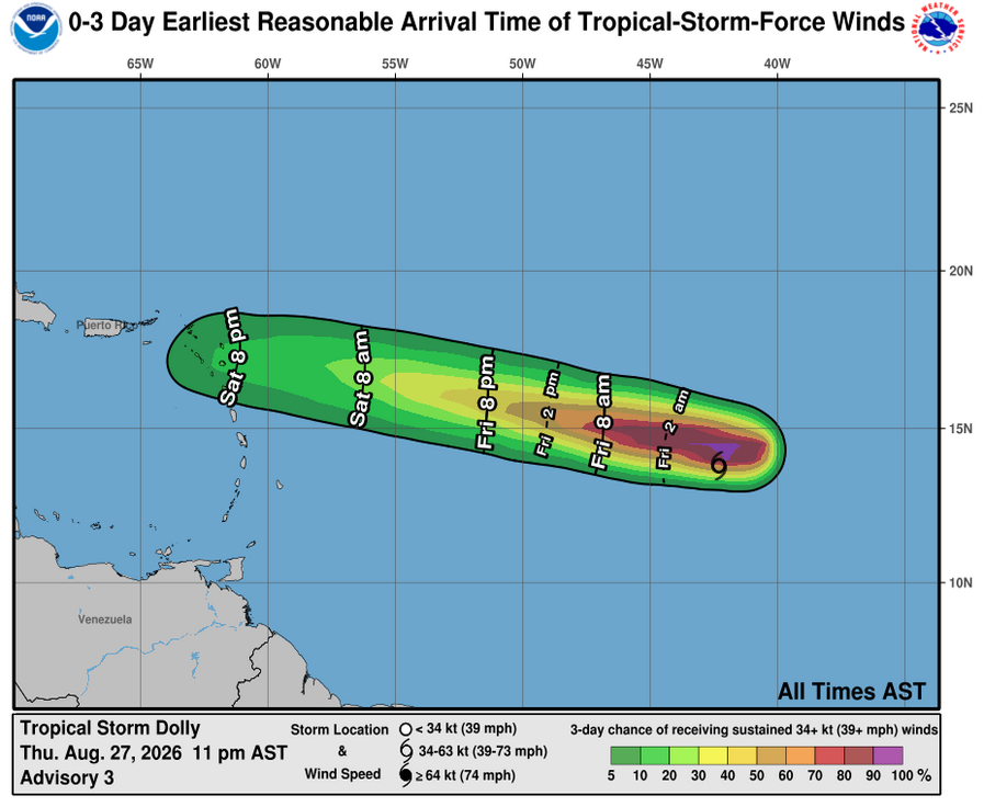 Tropical Storm Dolly - 3 Day Tropical Storm Winds