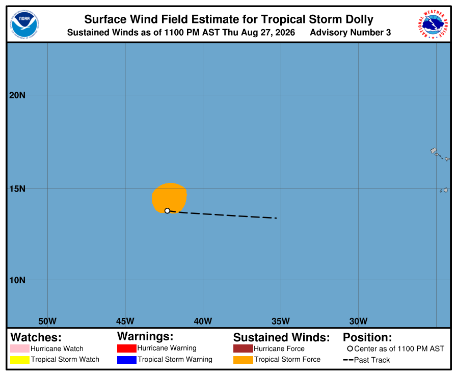 Tropical Storm Dolly - Current Wind
