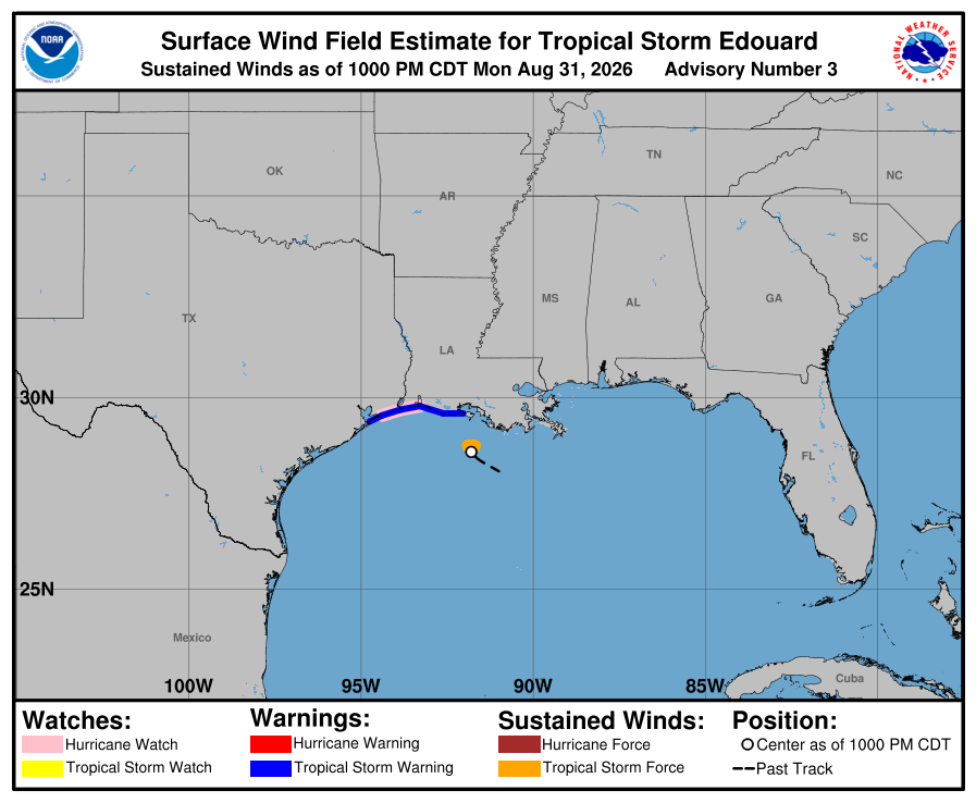 Tropical Storm Edouard - Current Wind
