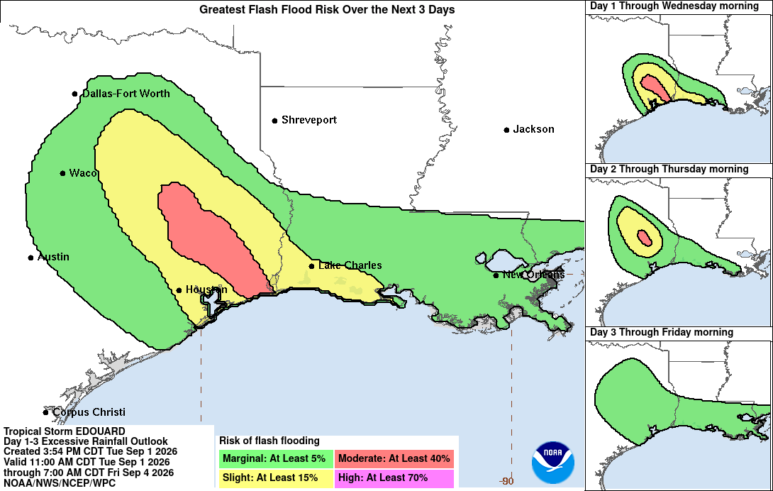 Tropical Depression Edouard - Flash Flood Risk