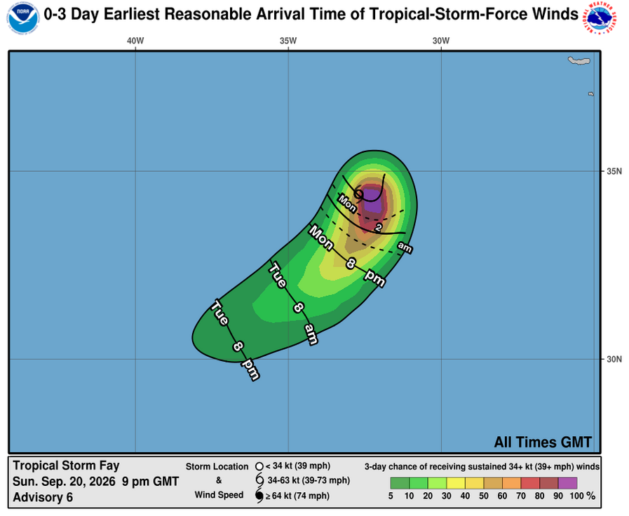 Tropical Storm Fay - 3 Day Tropical Storm Winds