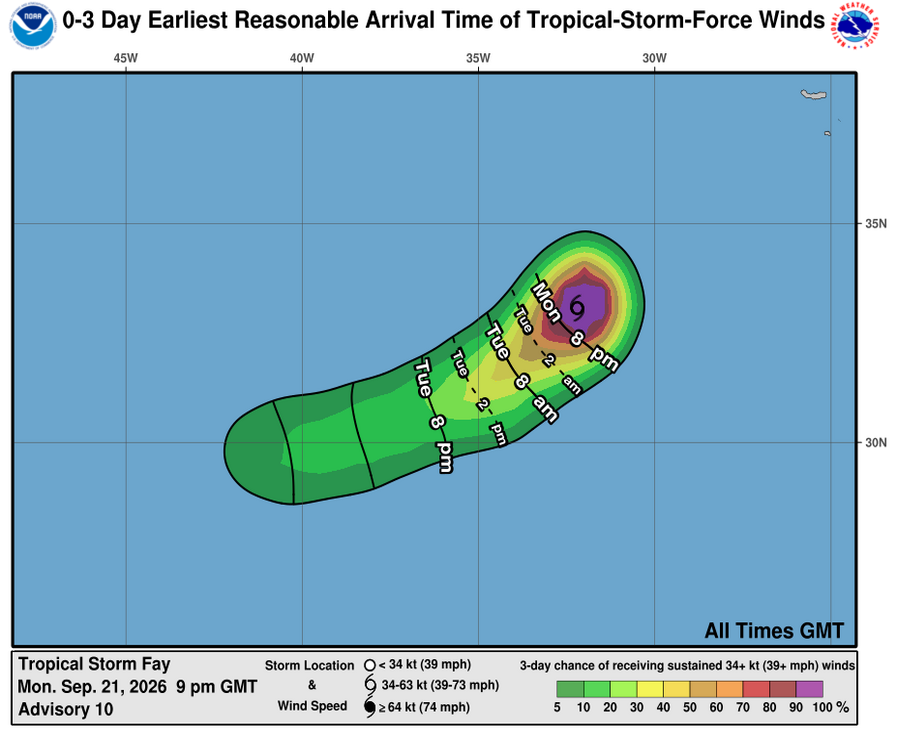 Tropical Storm Fay - 3 Day Tropical Storm Winds