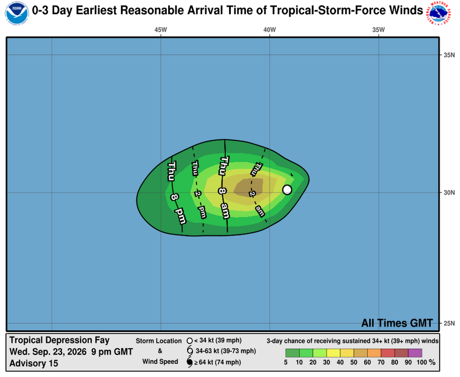 Tropical Depression Fay - 3 Day Tropical Storm Winds