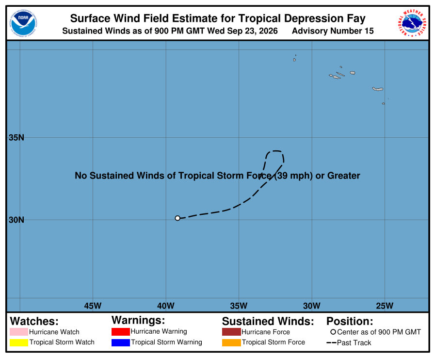 Tropical Depression Fay - Current Wind