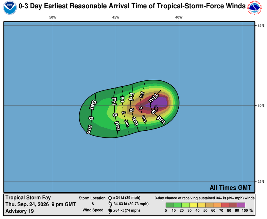 Tropical Storm Fay - 3 Day Tropical Storm Winds