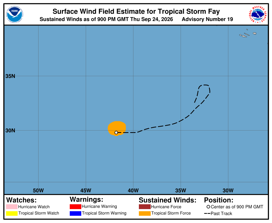 Tropical Storm Fay - Current Wind