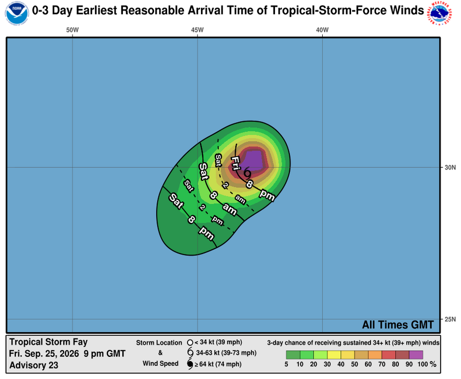 Tropical Storm Fay - 3 Day Tropical Storm Winds