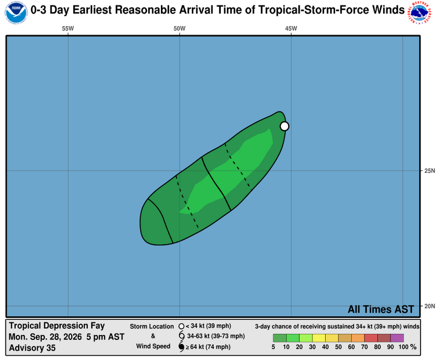 Tropical Depression Fay - 3 Day Tropical Storm Winds