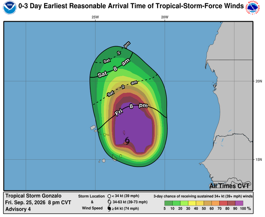 Tropical Storm Gonzalo - 3 Day Tropical Storm Winds