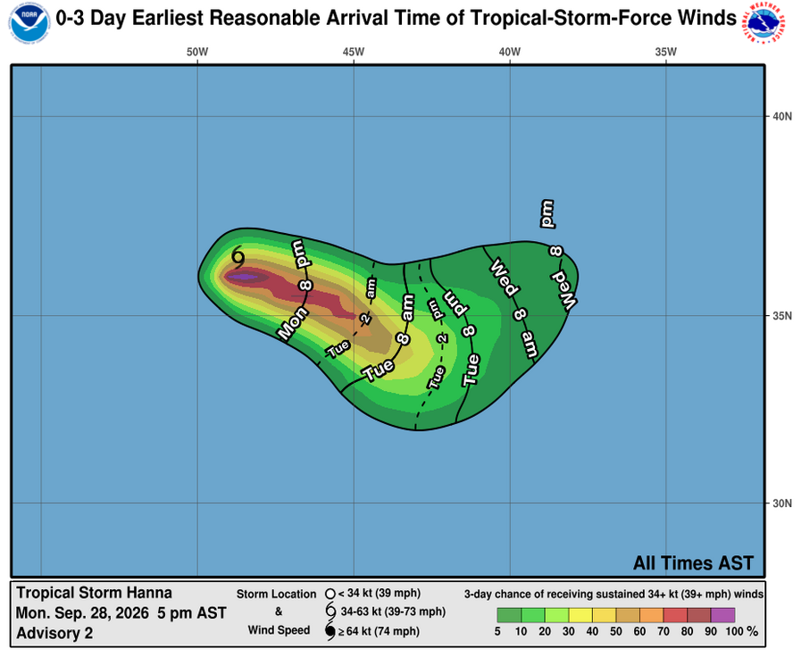 Tropical Storm Hanna - 3 Day Tropical Storm Winds
