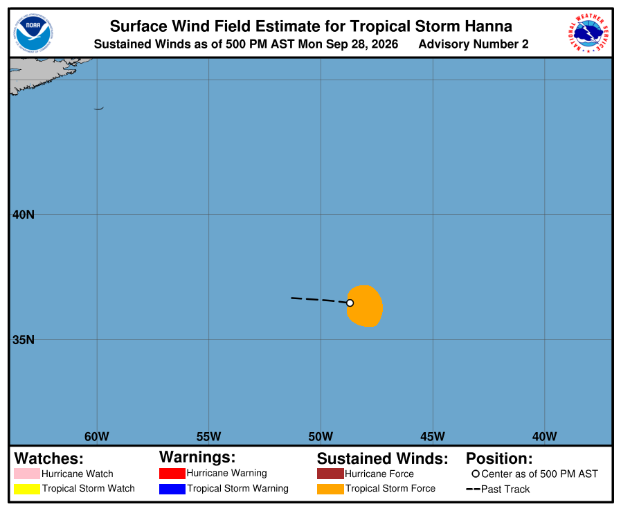 Tropical Storm Hanna - Current Wind