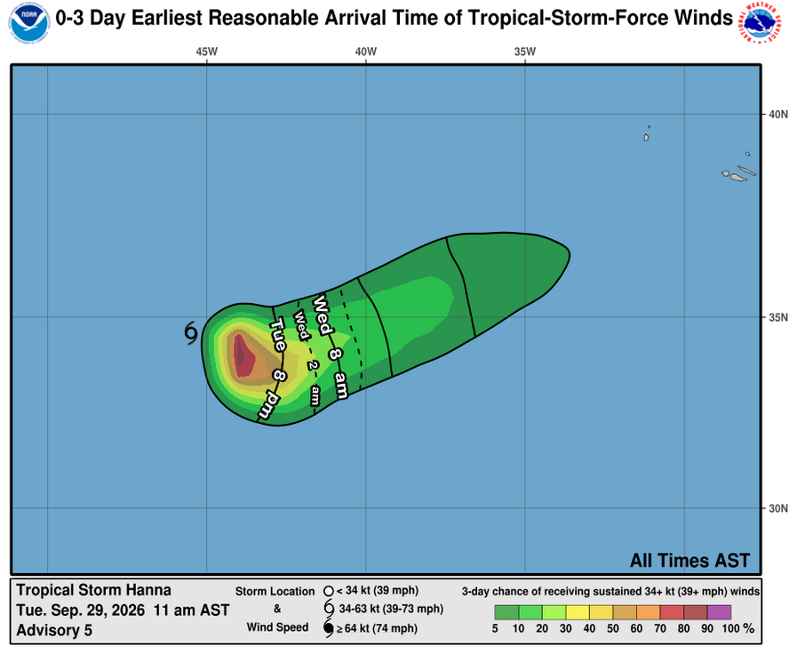 Tropical Storm Hanna - 3 Day Tropical Storm Winds
